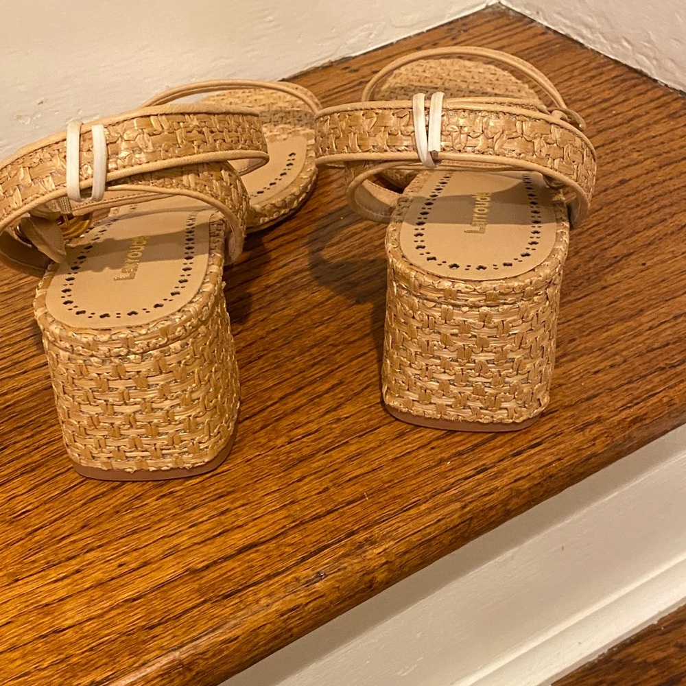 Larroude Tan Woven Sandals - Picture 3 of 5